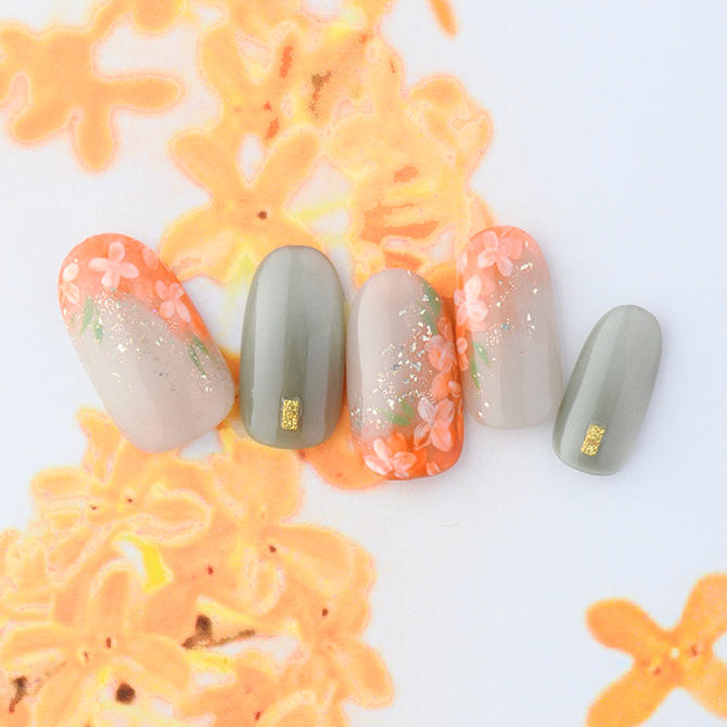 <center>甘く優しい香り漂う可憐な金木犀アート<br>(K09-P11)</center>