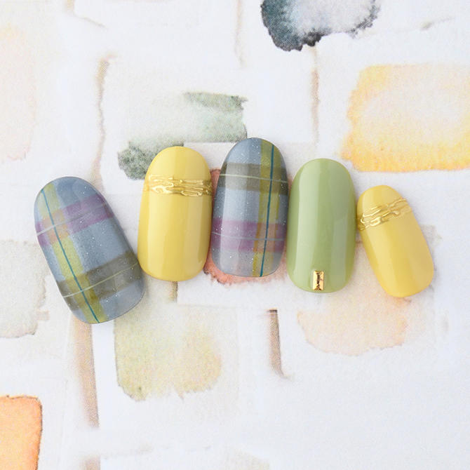 <center>シアー感あるマグネットとチェック柄に秋色をのせて<br>(K09-P13)</center>