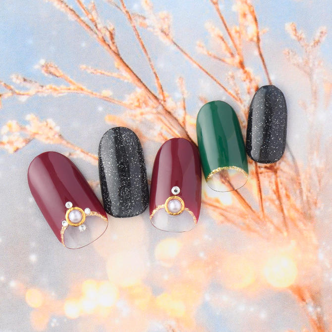 <center>シックなクリスマスカラーはフラッシュパウダーで個性的に<br>(K11-CP1-ST11)</center>