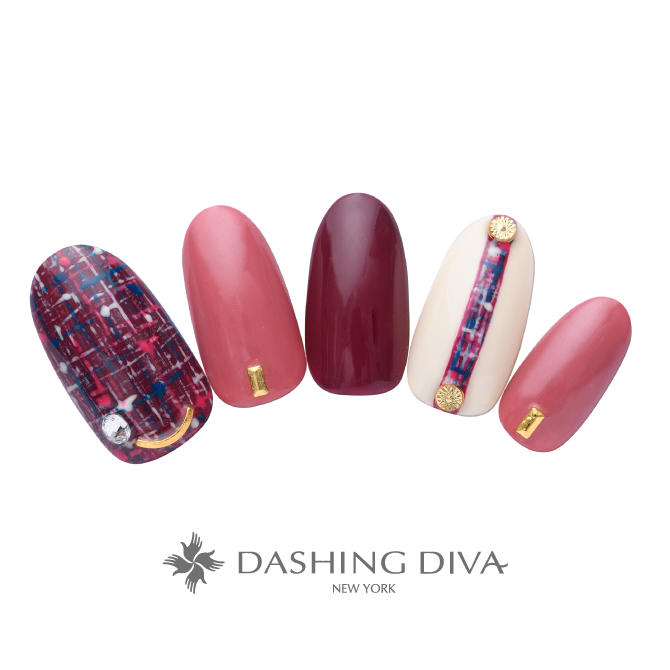 チェックのラインで差をつけた秋色ピンクネイル ネイルデザイン ネイルサロンのダッシングディバ Dashing Diva