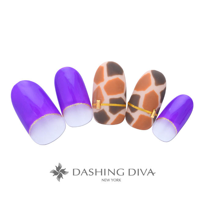 ジラフ柄 鮮やかブドウ色のスタイリッシュアニマル F09 Cp1 11 ネイルデザイン ネイルサロンのダッシングディバ Dashing Diva