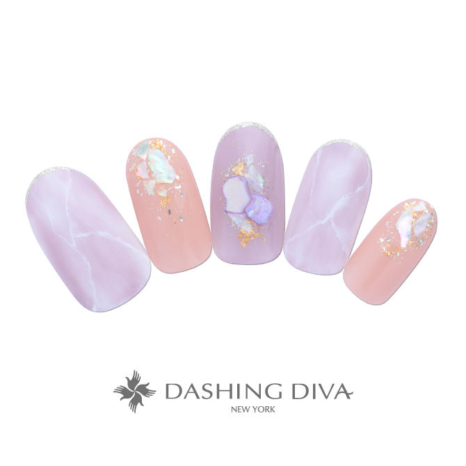シェルの輝きを引き立たせる春カラー レディライクなシェルネイル G03 32 ネイルデザイン ネイルサロンのダッシングディバ Dashing Diva