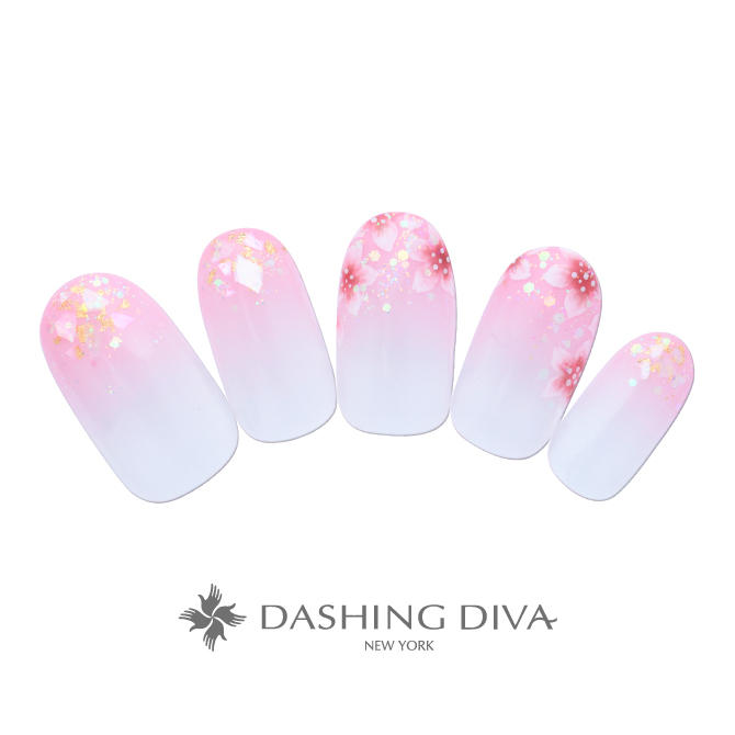 ピンクグラデーションに桜を咲かせてシェル ラメでキラキラ感をプラス G03 Cp2 11 ネイルデザイン ネイルサロンのダッシングディバ Dashing Diva