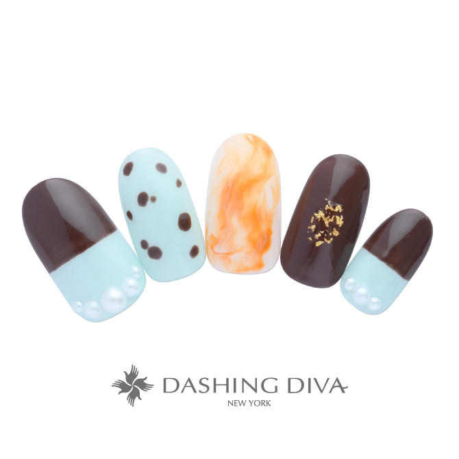 大人の指先にもピッタリ!ちょっぴりクールなチョコミントアート (L01-CP2-ST14)