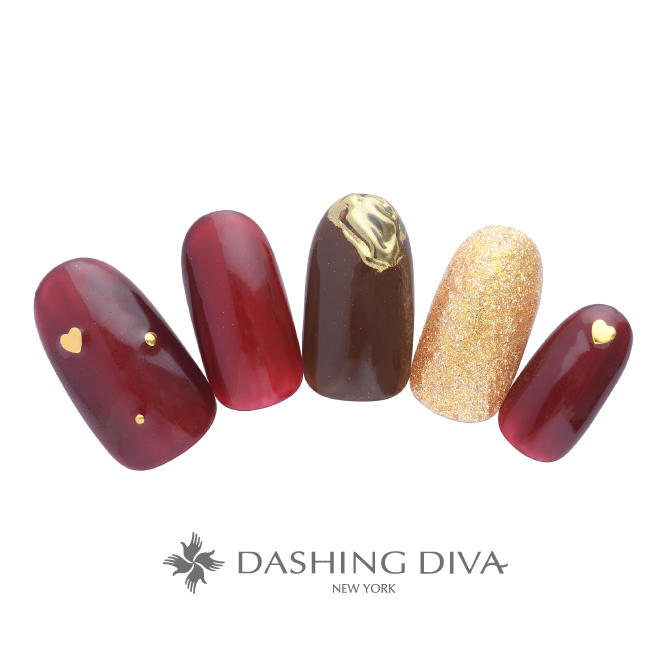 透け感のあるボルドーカラーにゴールドを合わせて大人っぽく (L01-CP2-S11)