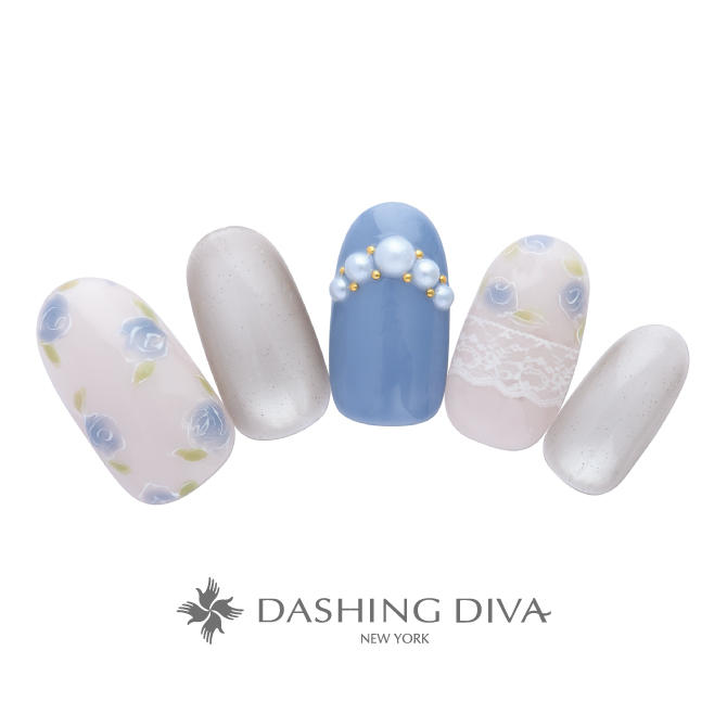 ブルーのミニローズはパールとマグネットで上品に仕上げて(L03-P13)