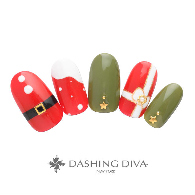 ポップなサンタとカラフルステッキの遊び心あふれるキュートなクリスマスネイル E11 Cp1 32 ネイルデザイン ネイルサロンのダッシングディバ Dashing Diva