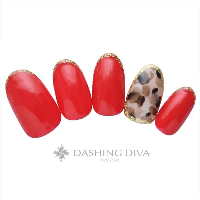 真っ赤なワンカラーとアニマルアートの冬ネイル B11 13 ネイルデザイン ネイルサロンのダッシングディバ Dashing Diva